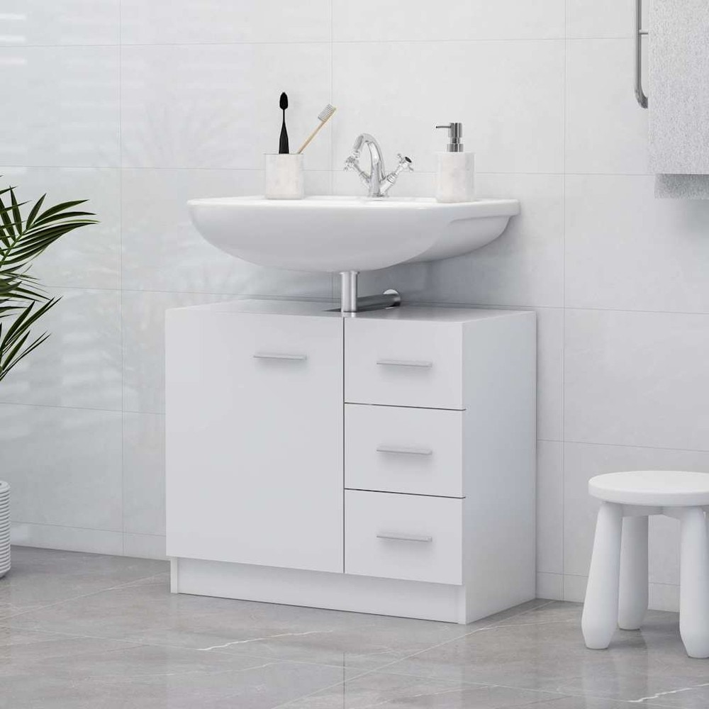 Tvättställsskåp 63x30x54 cm - Vit / Underskåp för handfat / Badrumskommod med lådor