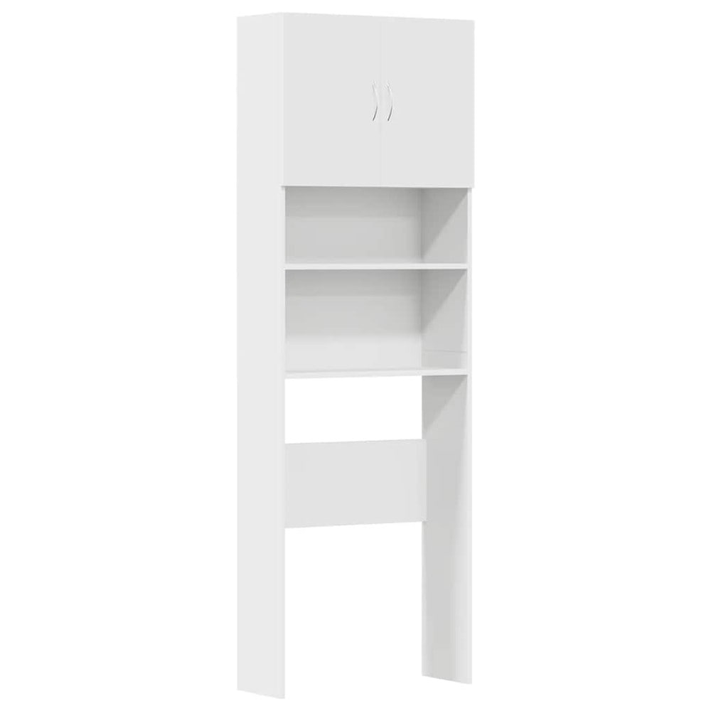 Högskåp för tvättmaskin 64×24×190 cm / tvättmaskinsskåp med dörrar och hyllfack – Vit