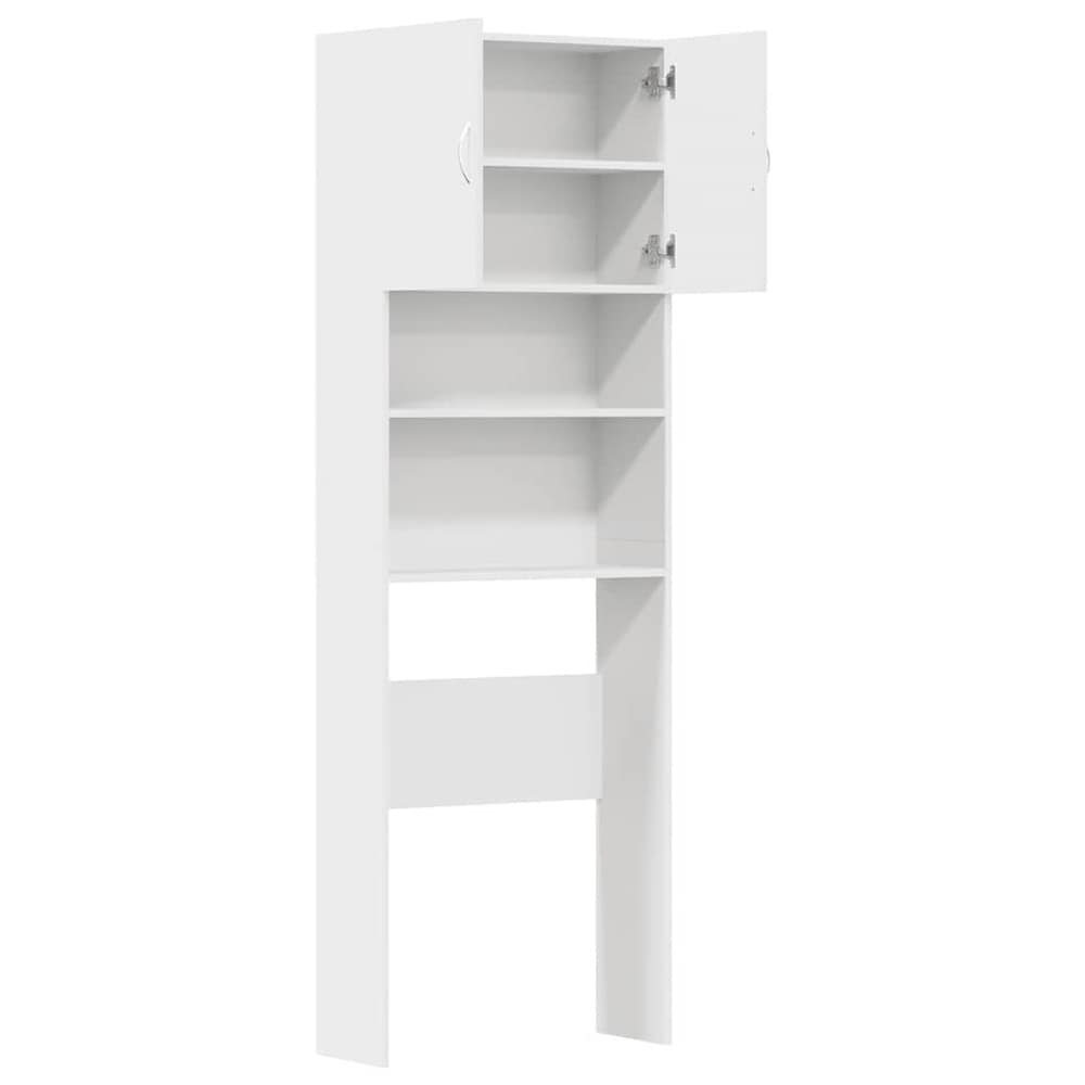 Högskåp för tvättmaskin 64×24×190 cm / tvättmaskinsskåp med dörrar och hyllfack – Vit