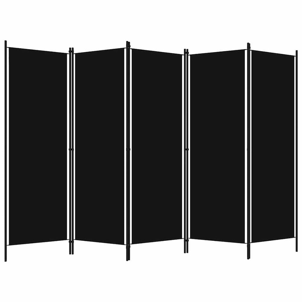 Rumsavdelare 5 paneler 250×180 cm / vikvägg / skärmvägg / insynsskydd – Svart