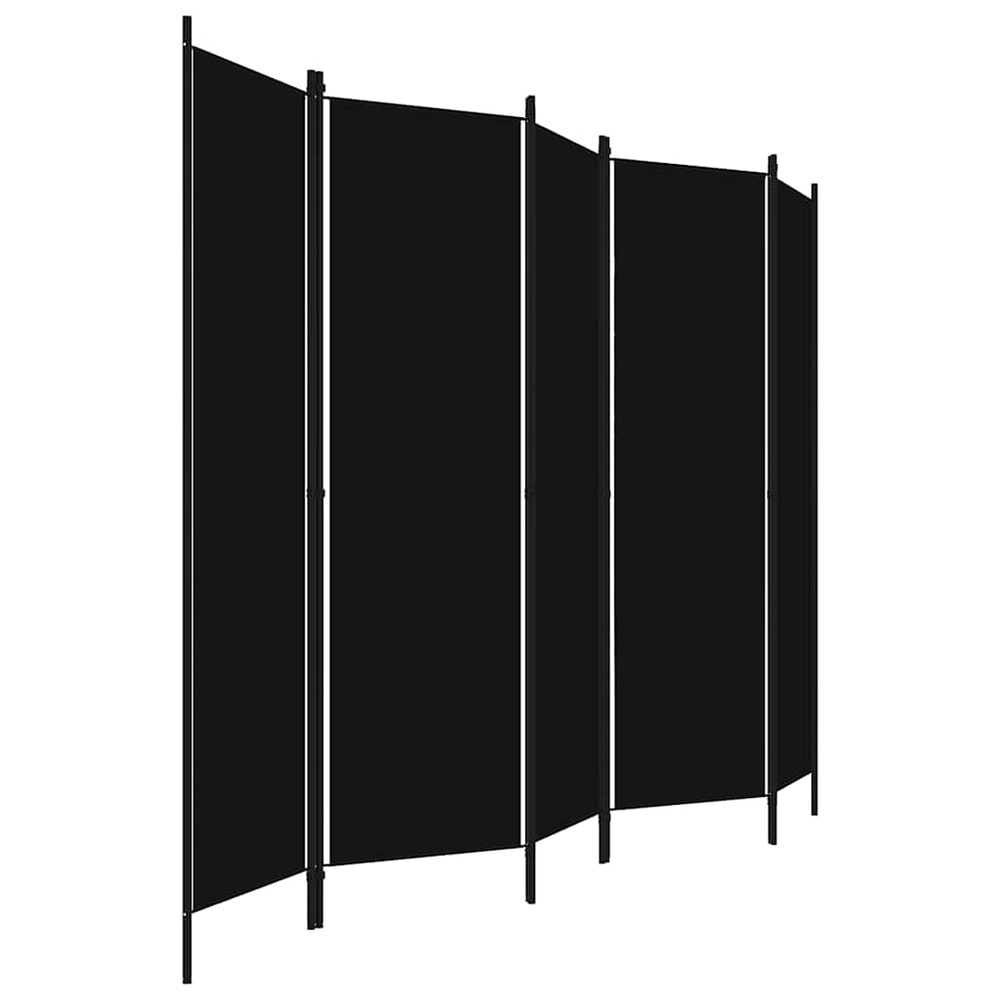 Rumsavdelare 5 paneler 250×180 cm / vikvägg / skärmvägg / insynsskydd – Svart