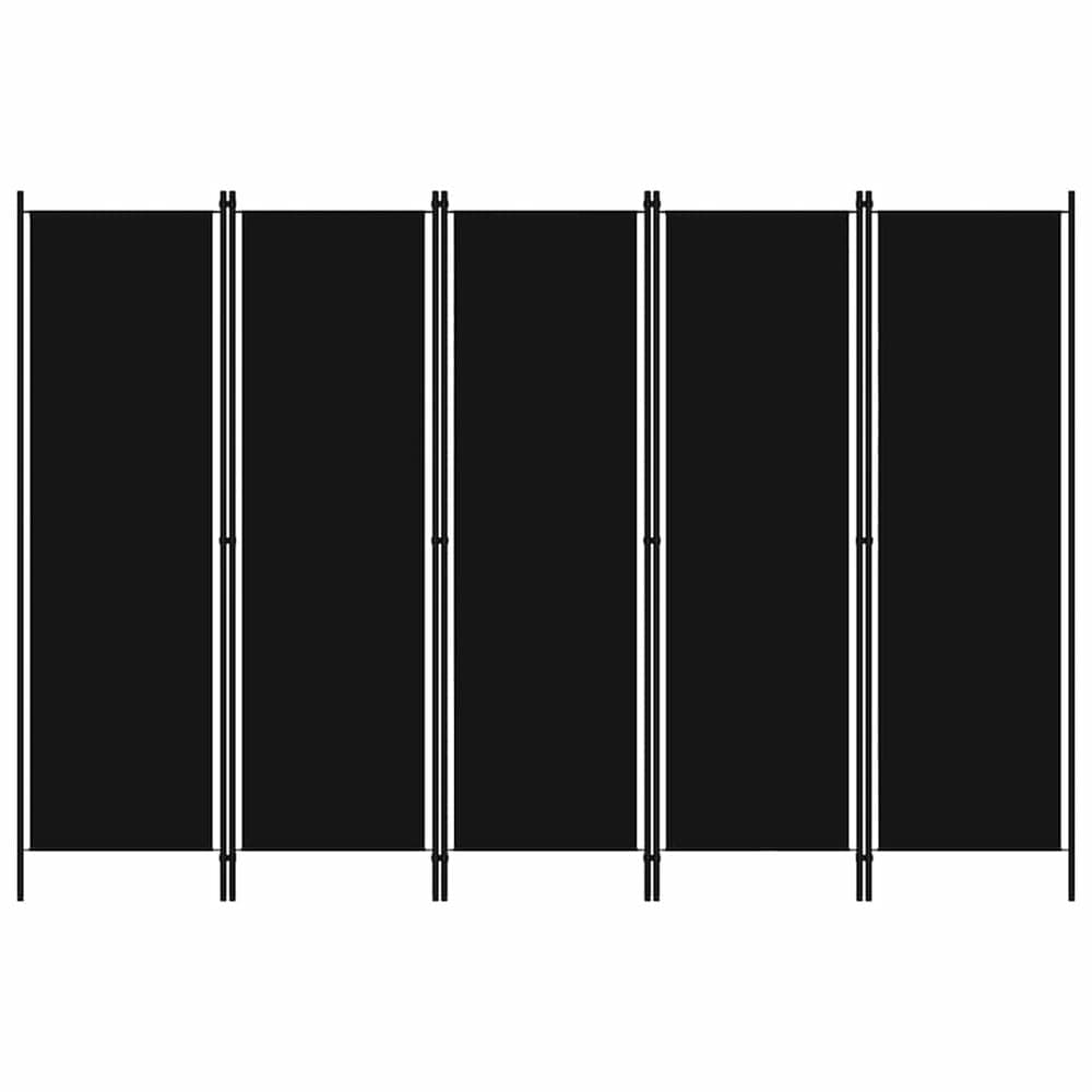 Rumsavdelare 5 paneler 250×180 cm / vikvägg / skärmvägg / insynsskydd – Svart