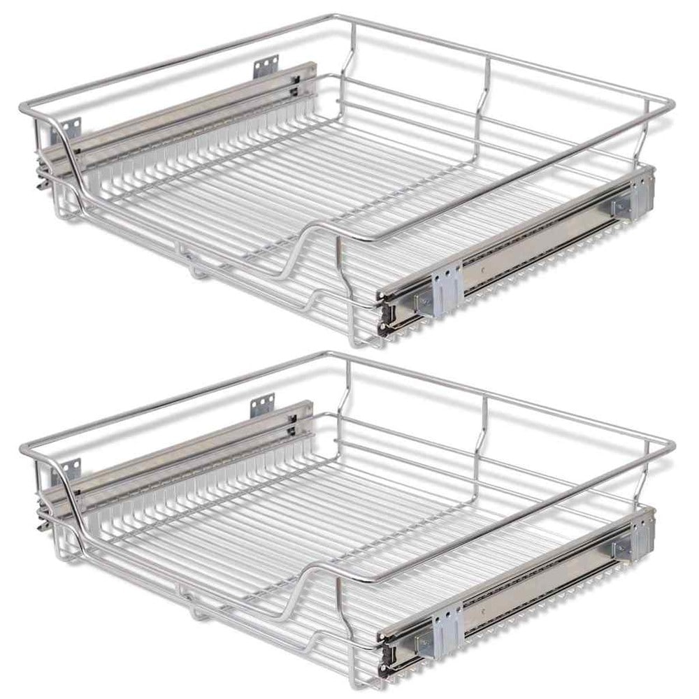 2 st Utdragbara trådkorgar för 60 cm skåp / skåpkorgar för köksskåp – Silver