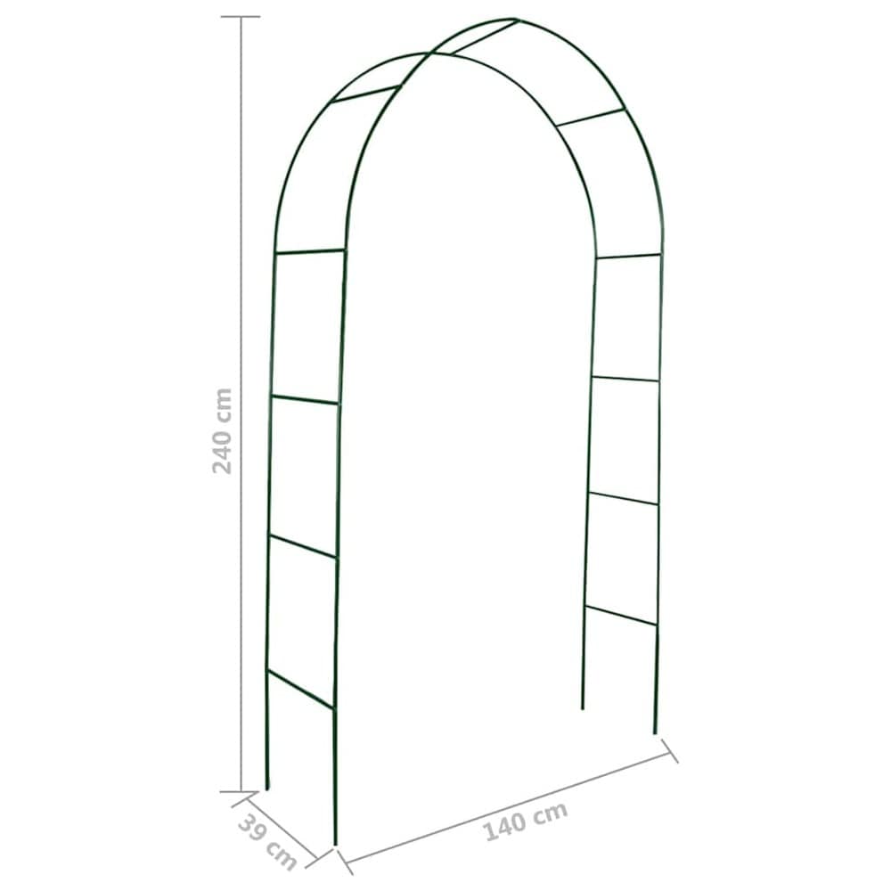 2 st rosenbågar 140×39×240 cm / spaljébågar för rosor och klätterväxter – Grön