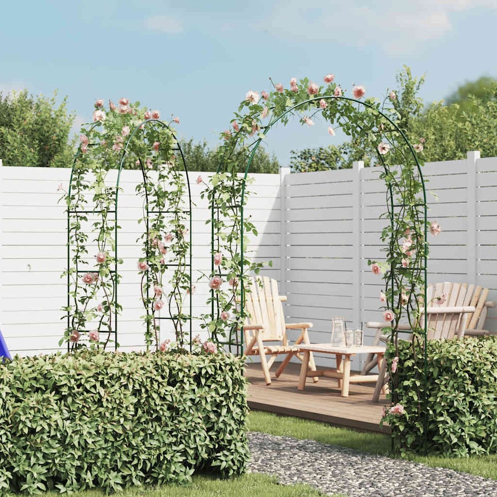 2 st rosenbågar 140×39×240 cm / spaljébågar för rosor och klätterväxter – Grön