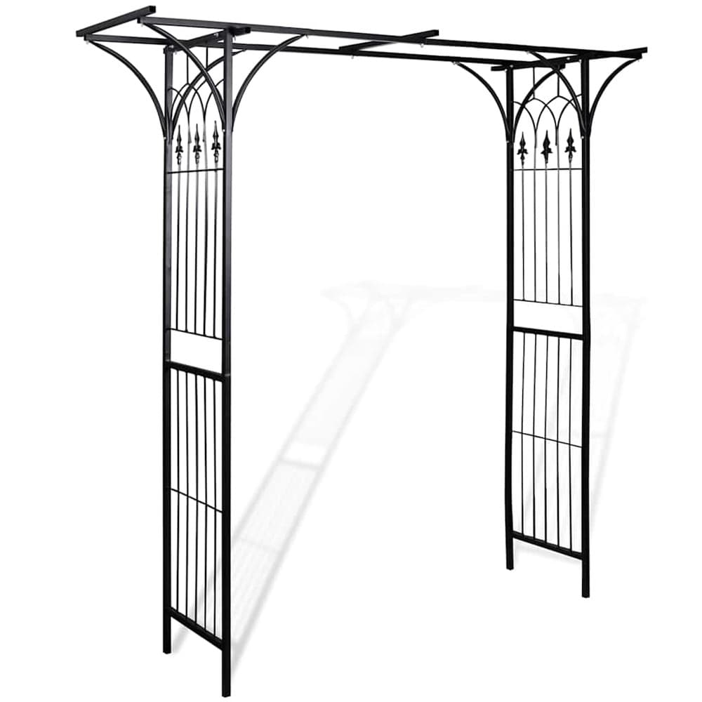 Rosenbåge 200×52×204 cm / trädgårdsbåge / spaljébåge för rosor och klätterväxter – Svart