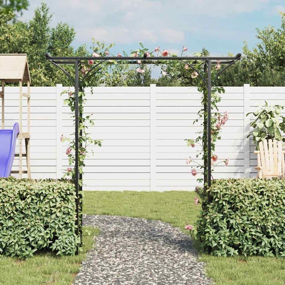Rosenbåge 200×52×204 cm / trädgårdsbåge / spaljébåge för rosor och klätterväxter – Svart