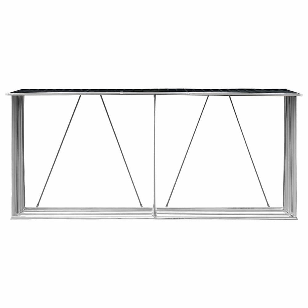 Vedskjul 330×84×152 cm / vedförvaring i galvaniserat stål / vedförråd med sluttande tak – Antracit