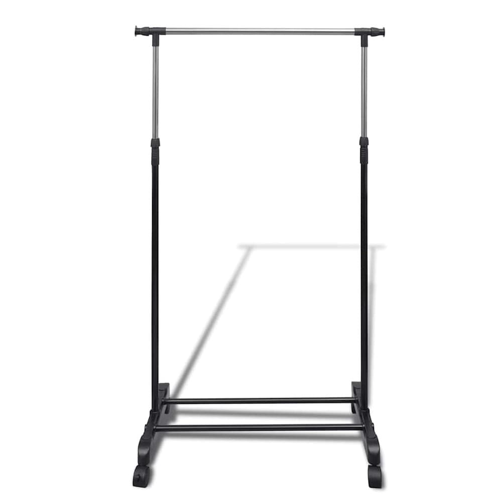 Justerbar klädställning 84–150×42×108–170 cm / klädstång på hjul – Svart/silver