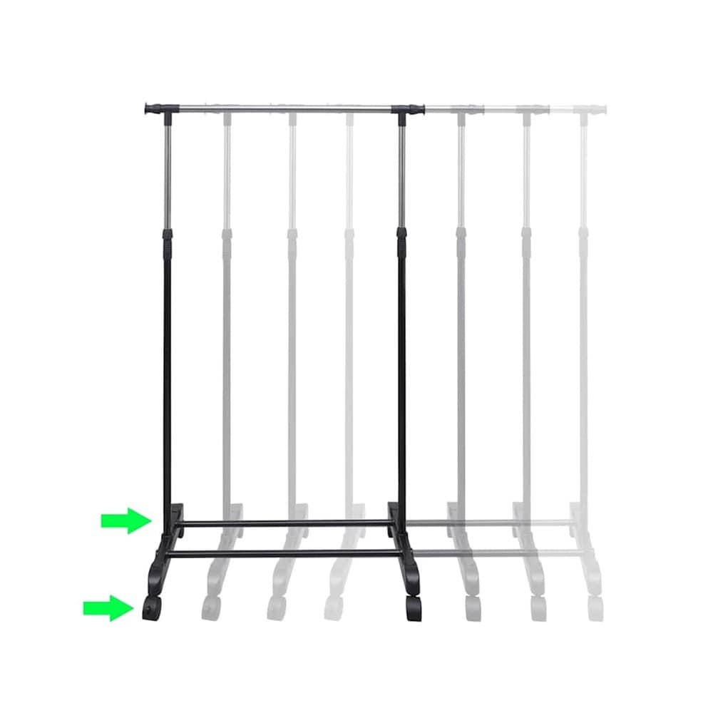 Justerbar klädställning 84–150×42×108–170 cm / klädstång på hjul – Svart/silver