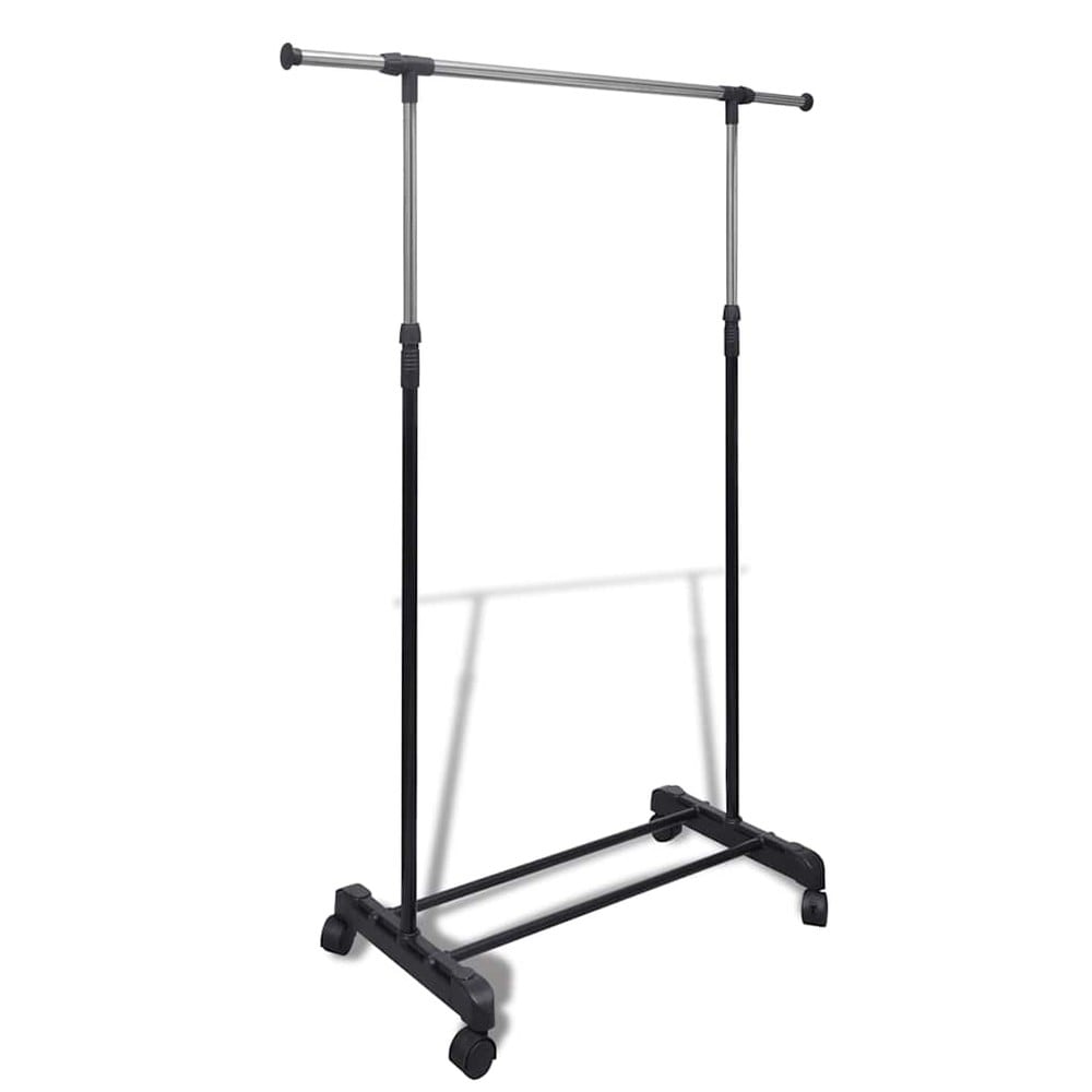 Justerbar klädställning 84–150×42×108–170 cm / klädstång på hjul – Svart/silver