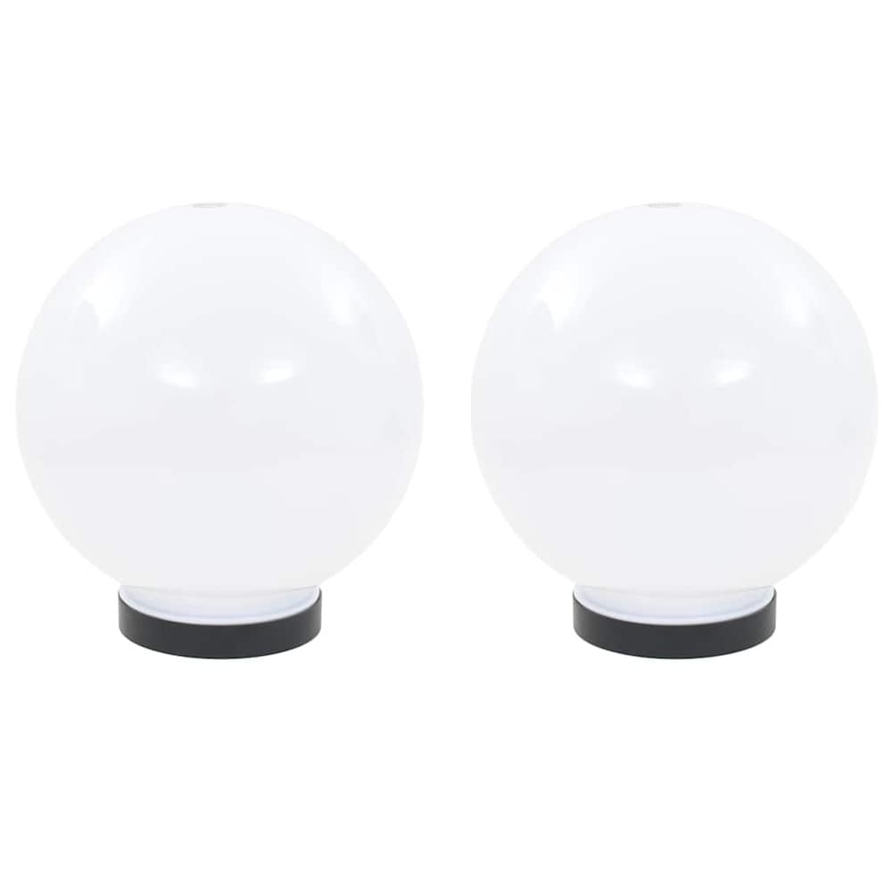 2 st klotlampor Ø20 cm / ljusklot för trädgård / trädgårdslampa med E27-sockel – Vit