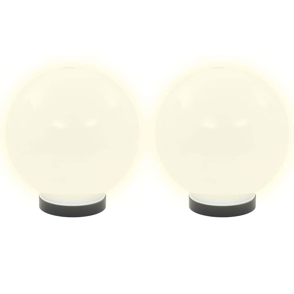 2 st klotlampor Ø20 cm / ljusklot för trädgård / trädgårdslampa med E27-sockel – Vit