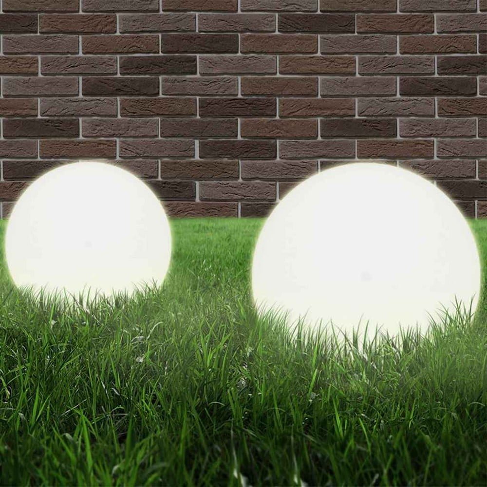 2 st klotlampor Ø20 cm / ljusklot för trädgård / trädgårdslampa med E27-sockel – Vit