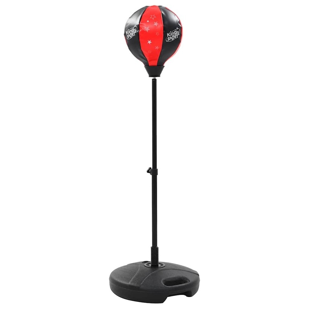 Boxboll för barn 87–120 cm / höjdjusterbart boxningsset med handskar – Svart/röd