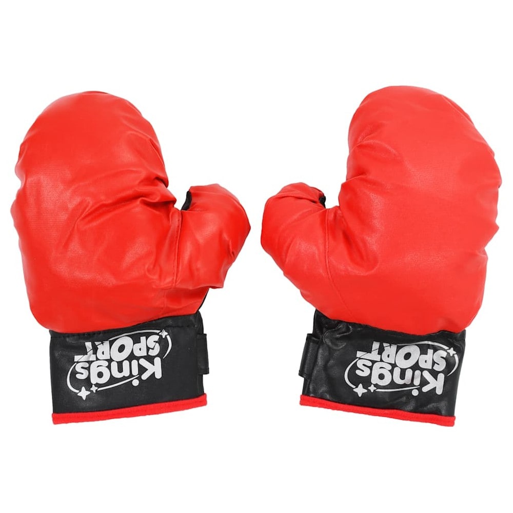 Boxboll för barn 87–120 cm / höjdjusterbart boxningsset med handskar – Svart/röd