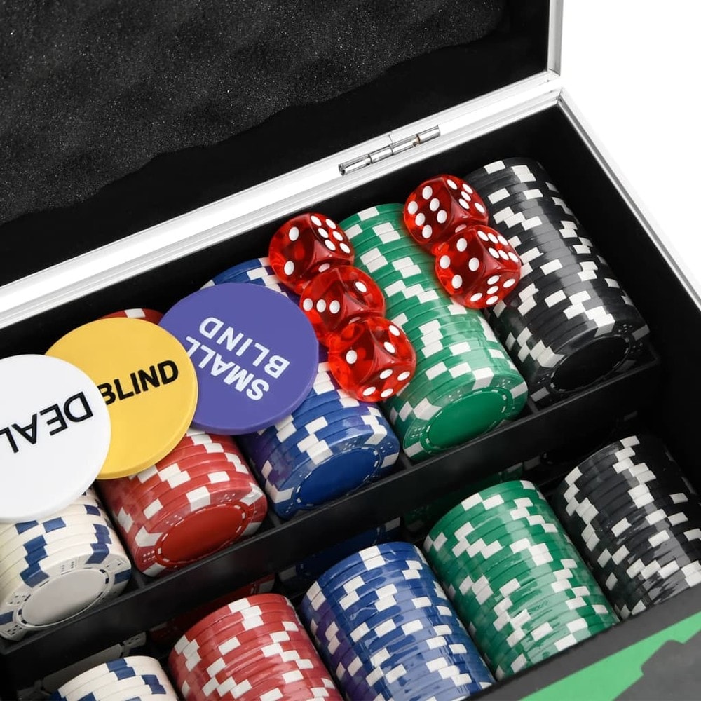 Pokerset 300 marker / pokerkit med kortblandare, kortsko, spelmatta och aluminiumväska