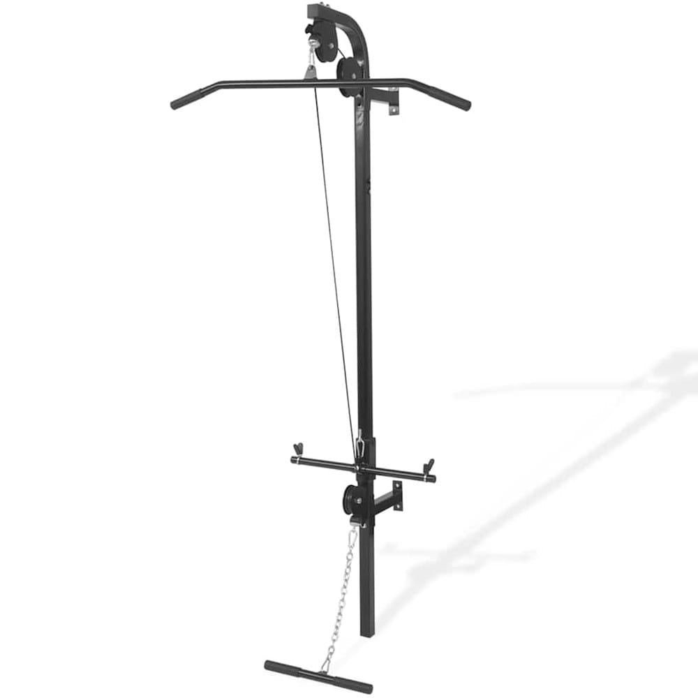 Väggmonterat hemmagym 99×53×194 cm / kabelstation med övre och nedre talja – Svart