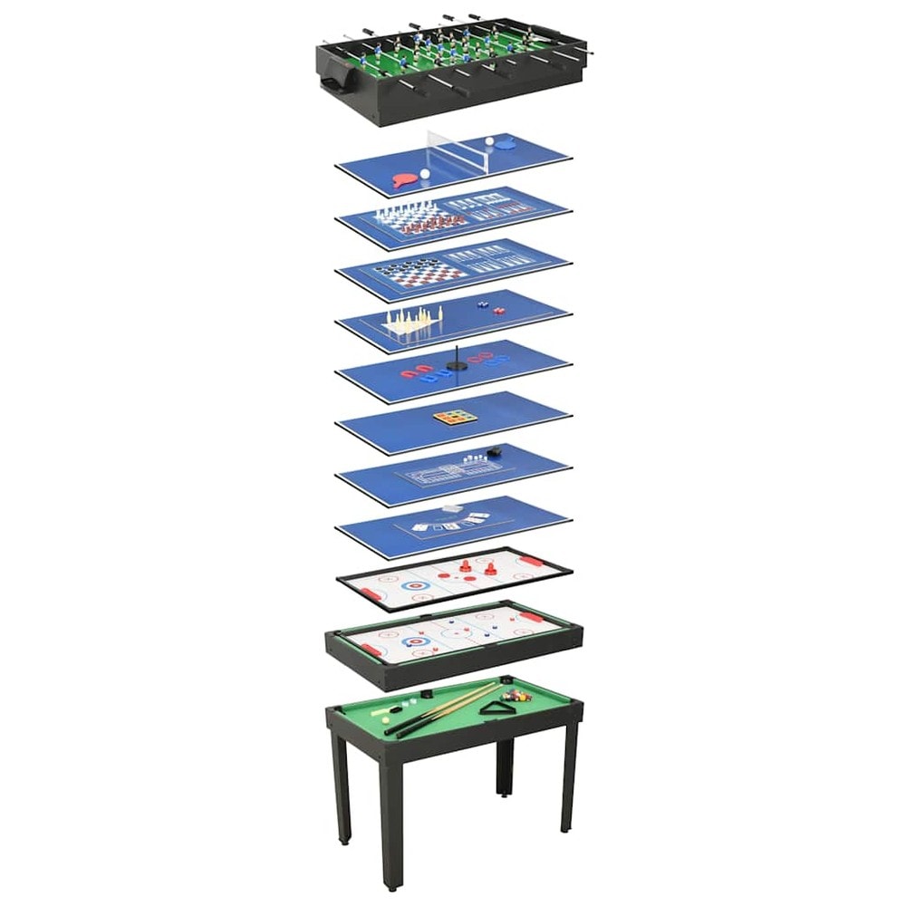 Multispelbord 15-i-1 121×61×82 cm / spelbord med 15 olika spel – Svart