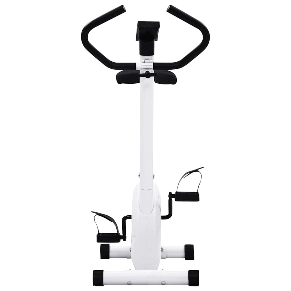 Träningscykel med remdrift / motionscykel med LCD-display och justerbart motstånd – Vit/svart