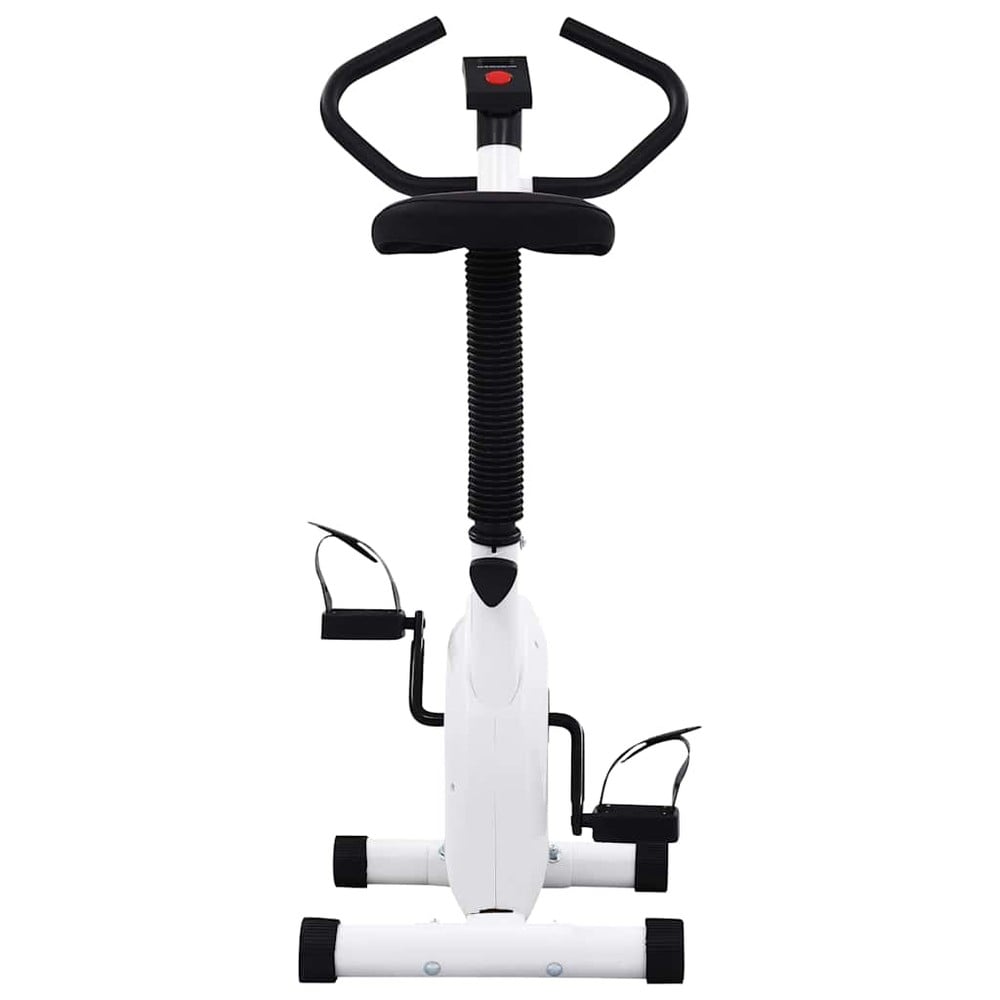 Träningscykel med remdrift / motionscykel med LCD-display och justerbart motstånd – Vit/svart