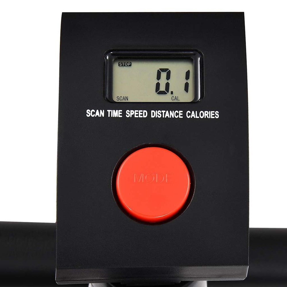 Träningscykel med remdrift / motionscykel med LCD-display och justerbart motstånd – Vit/svart