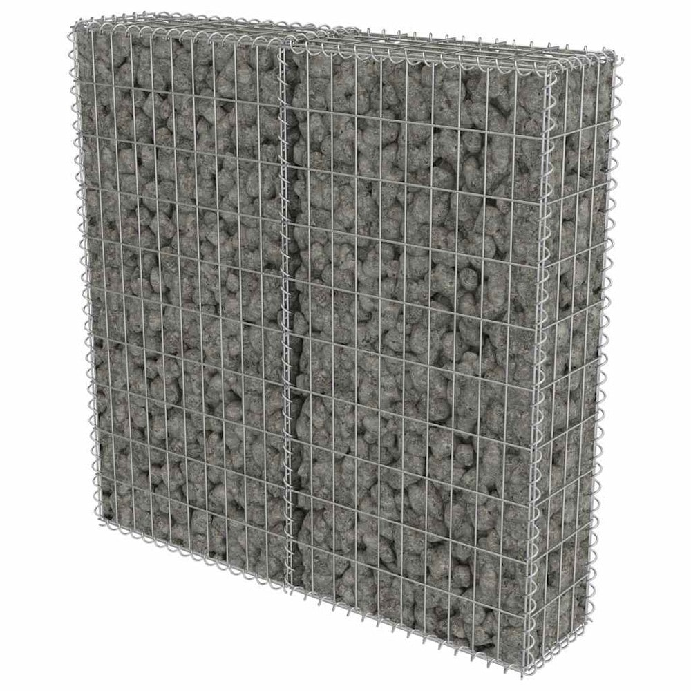 Gabionmur 100×20×100 cm / gabionkorg i galvaniserat stål för sten och grus – Silver