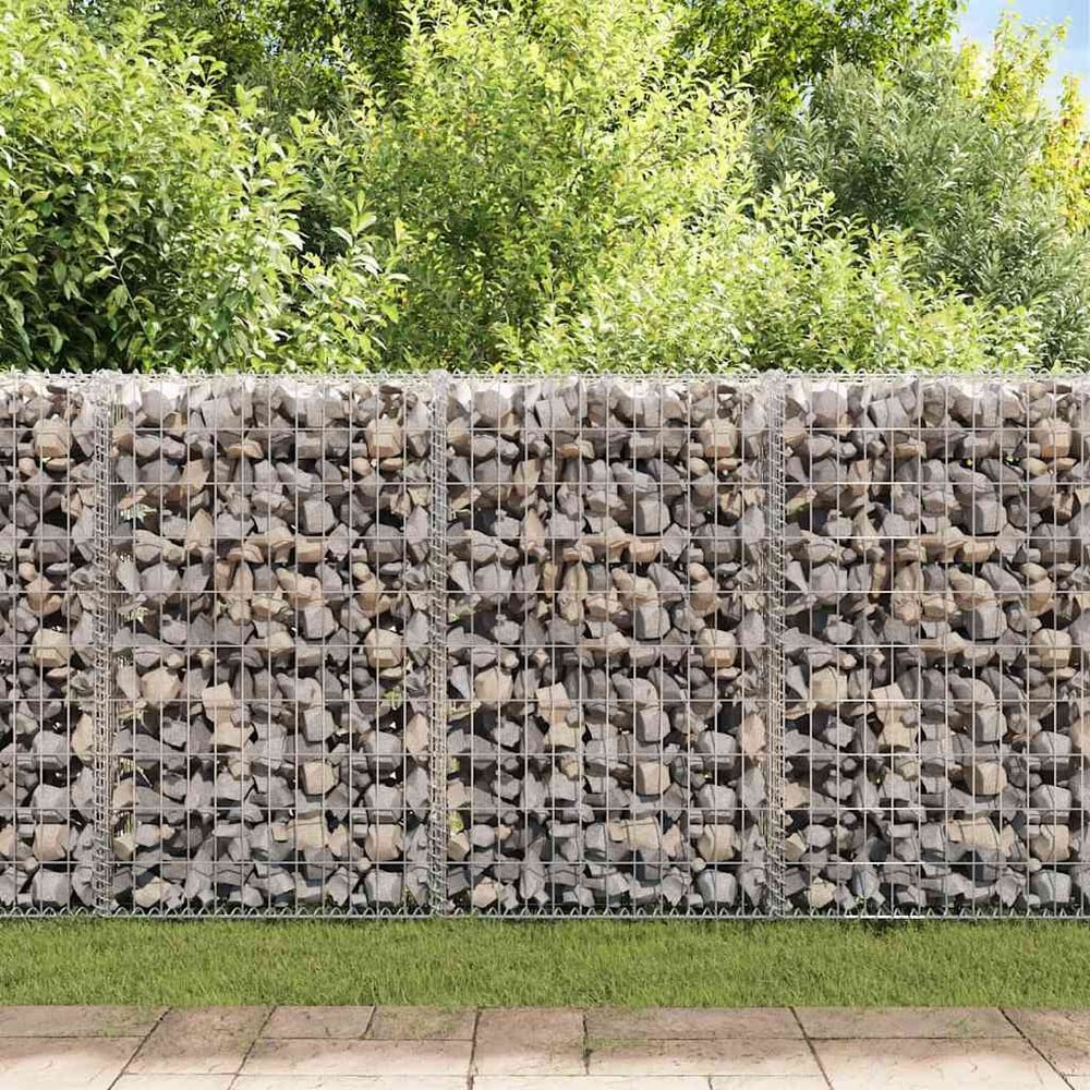 Gabionmur 100×20×100 cm / gabionkorg i galvaniserat stål för sten och grus – Silver
