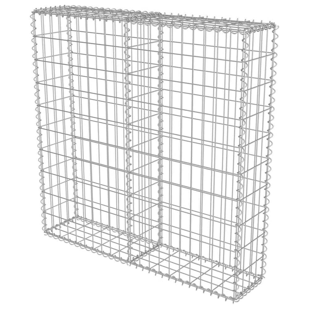 Gabionmur 100×20×100 cm / gabionkorg i galvaniserat stål för sten och grus – Silver