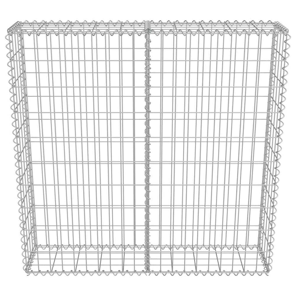 Gabionmur 100×20×100 cm / gabionkorg i galvaniserat stål för sten och grus – Silver