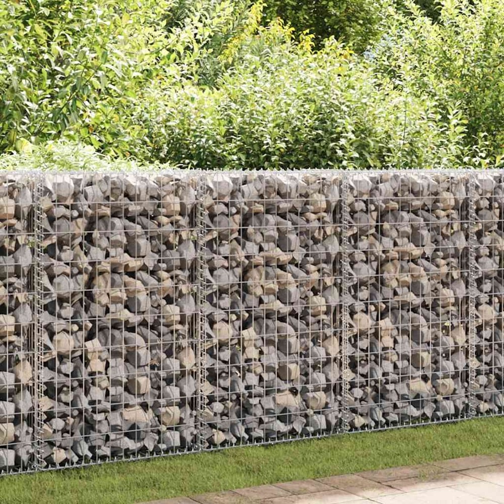 Gabionmur 100×20×100 cm / gabionkorg i galvaniserat stål för sten och grus – Silver