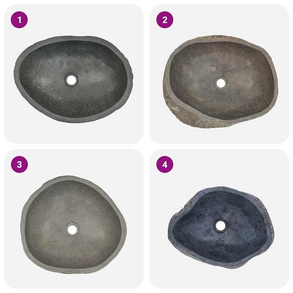 Handfat i flodsten 45–53×34–41 cm / ovalt tvättställ i natursten – Natur