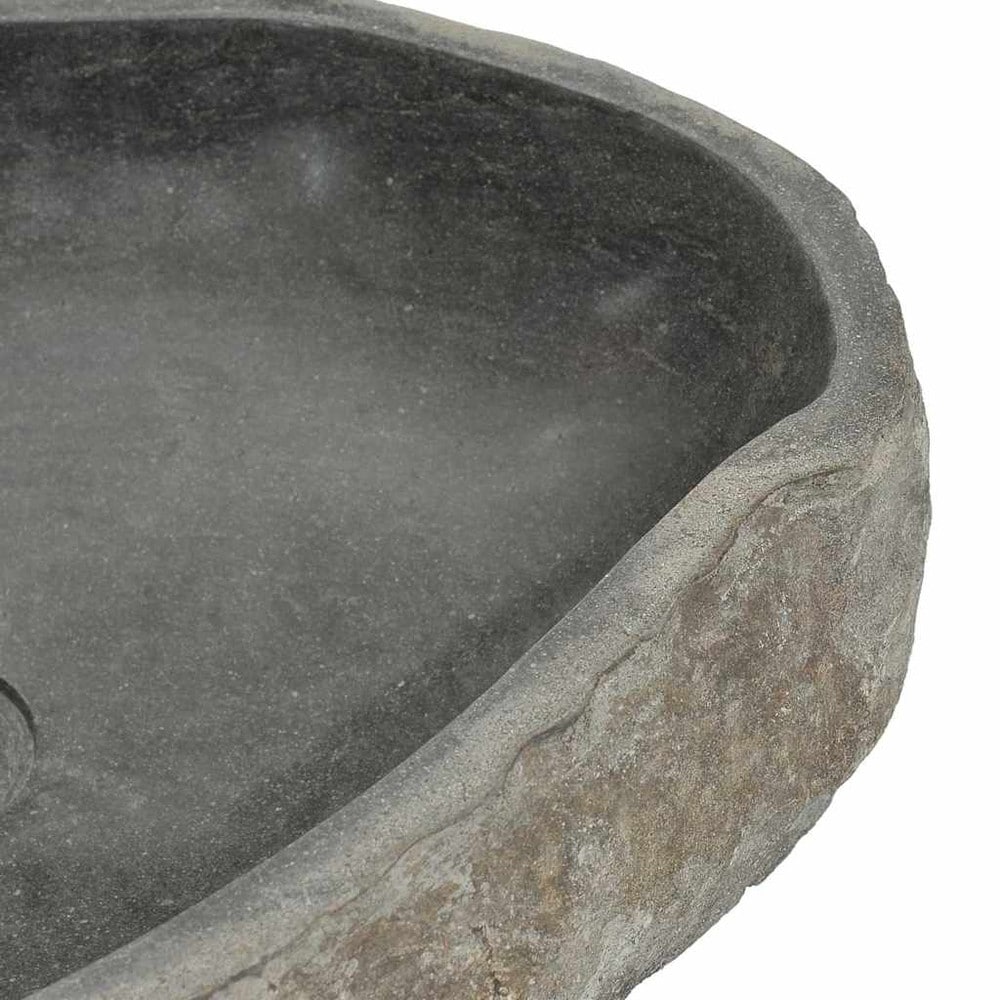 Handfat i flodsten 45–53×34–41 cm / ovalt tvättställ i natursten – Natur