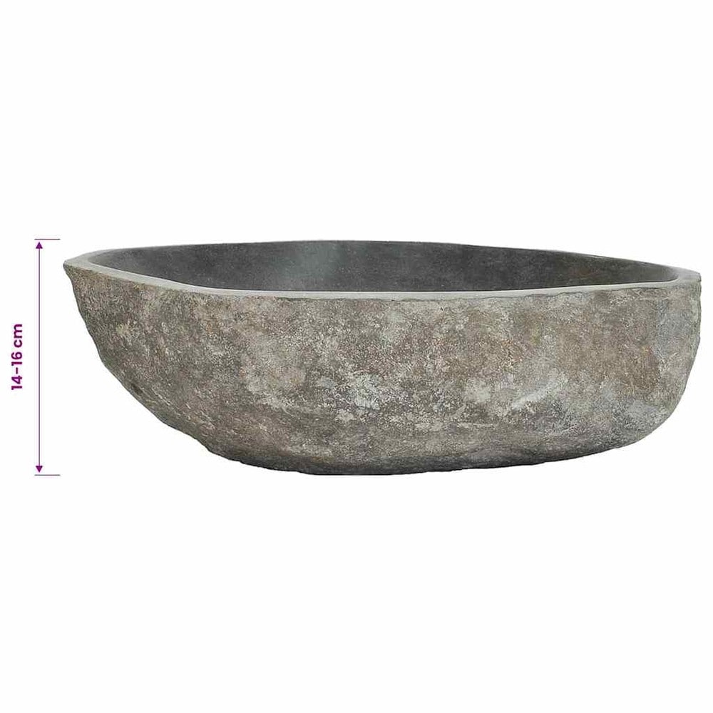 Handfat i flodsten 45–53×34–41 cm / ovalt tvättställ i natursten – Natur