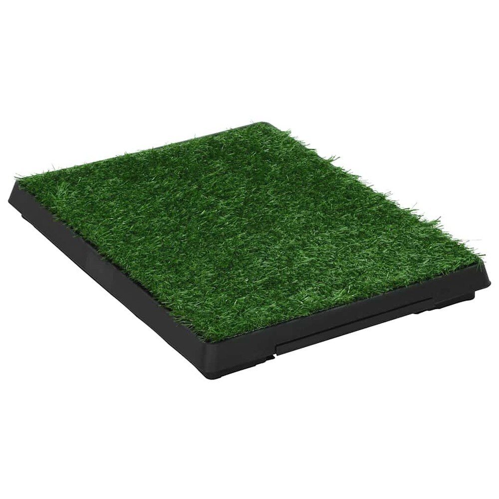 Hundtoalett med konstgräs 63×50×7 cm / djurtoalett med galler och uttagbart tråg – Grön/svart