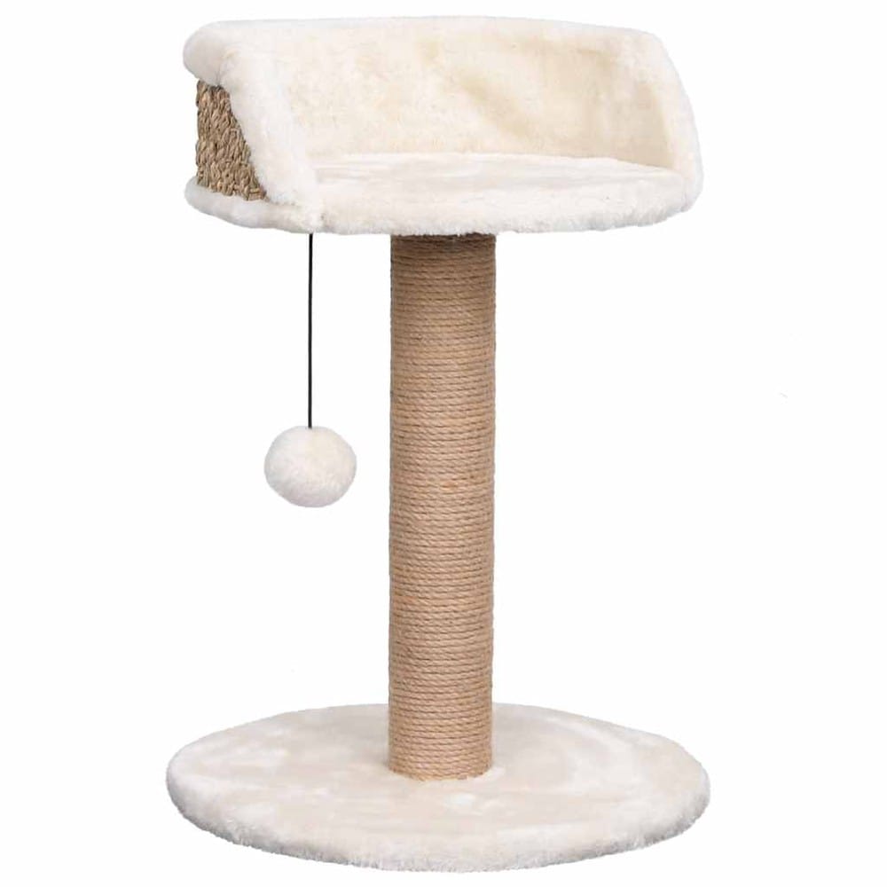 Klösträd för katt 49 cm / klöspelare i sjögräs med viloplats och leksak – Beige