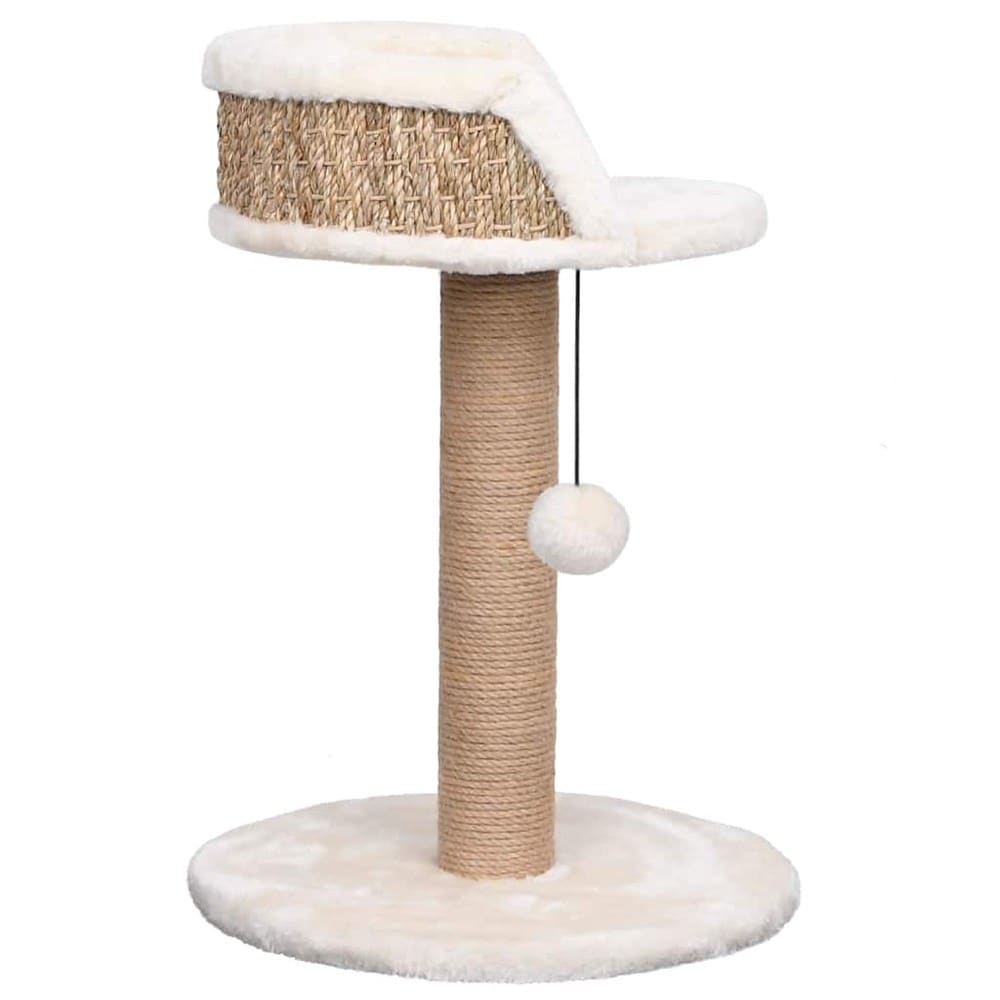 Klösträd för katt 49 cm / klöspelare i sjögräs med viloplats och leksak – Beige