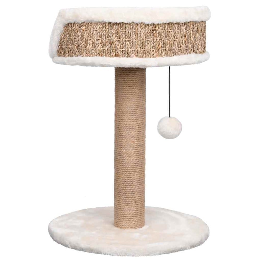 Klösträd för katt 49 cm / klöspelare i sjögräs med viloplats och leksak – Beige