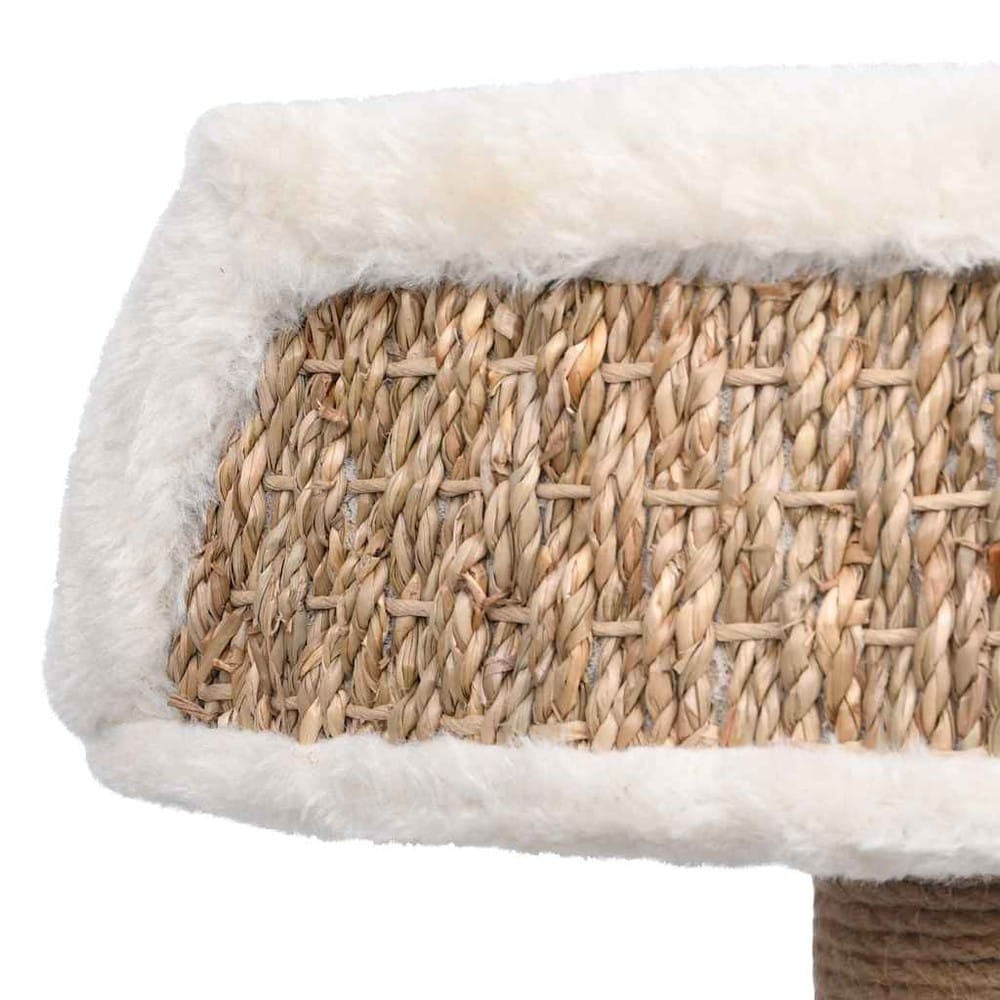 Klösträd för katt 49 cm / klöspelare i sjögräs med viloplats och leksak – Beige