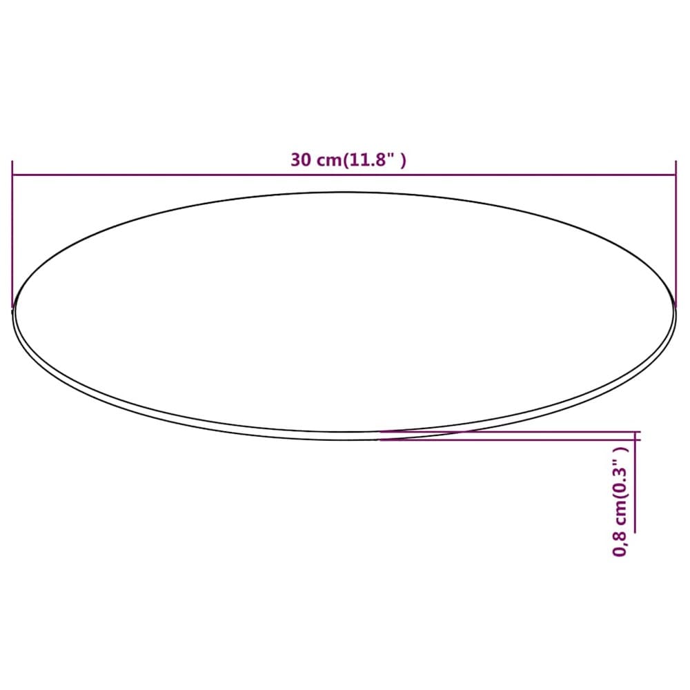 Rund bordsskiva i härdat glas Ø30 cm / glasskiva för bord – Transparent