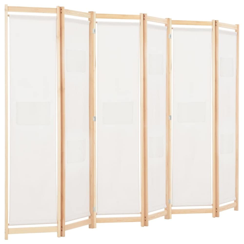 Rumsavdelare 6 paneler 240×170 cm / vikvägg / skärmvägg med 9 förvaringsfickor – Beige