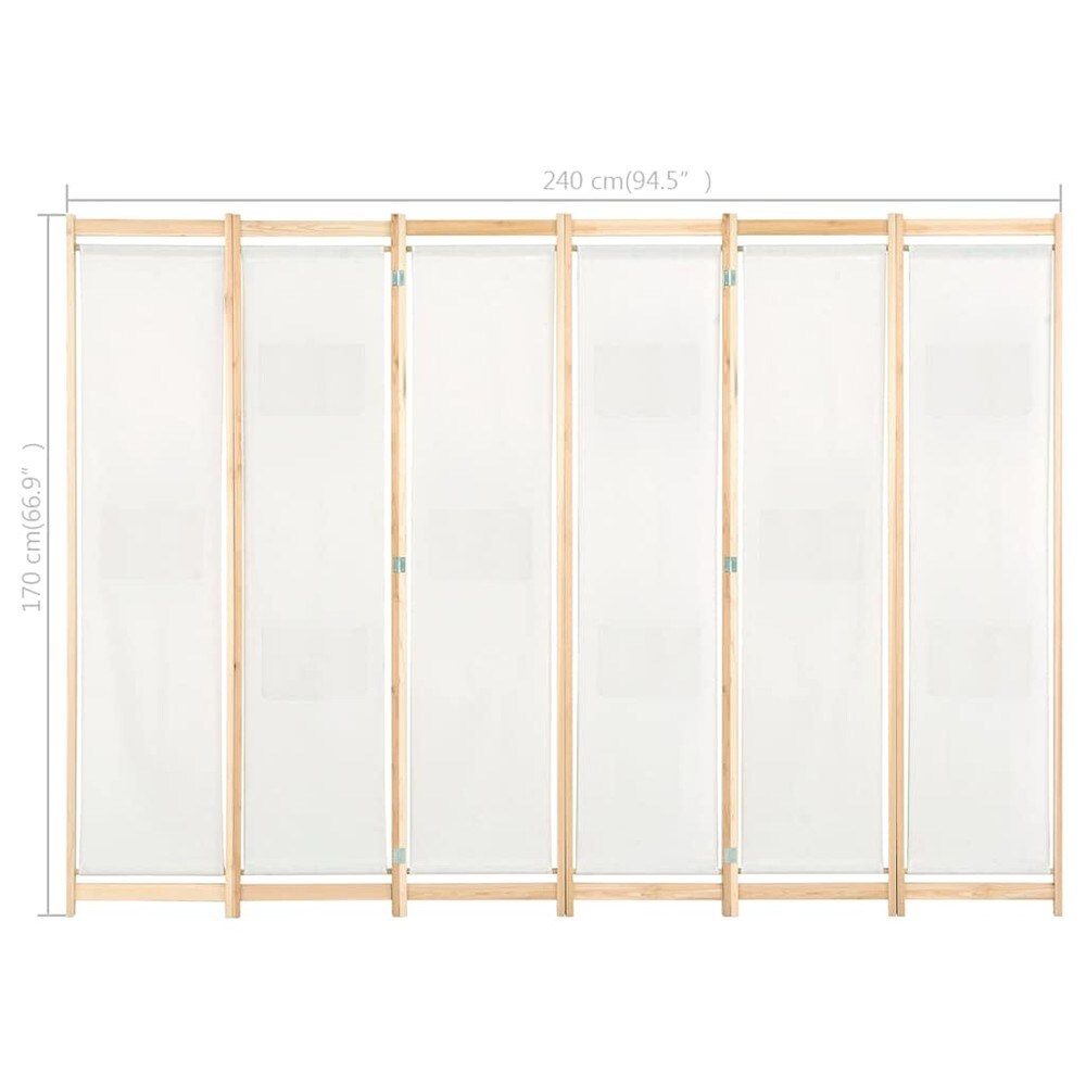 Rumsavdelare 6 paneler 240×170 cm / vikvägg / skärmvägg med 9 förvaringsfickor – Beige