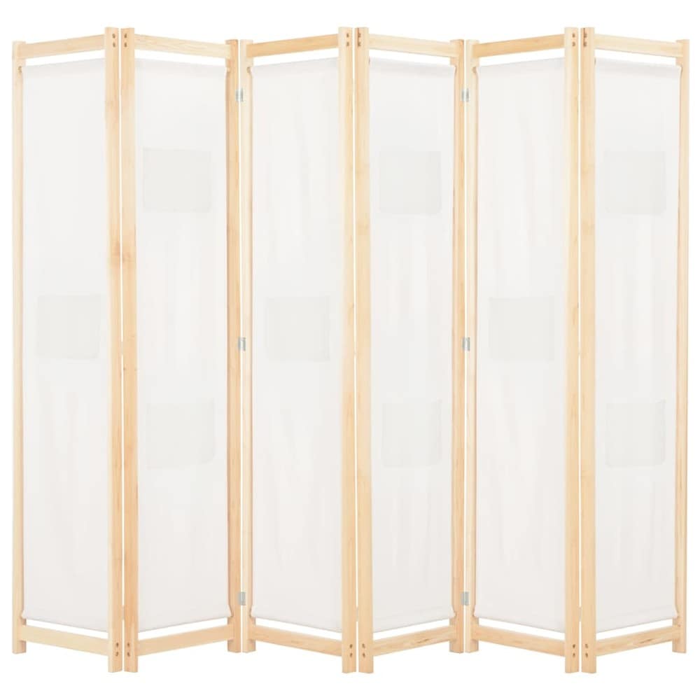 Rumsavdelare 6 paneler 240×170 cm / vikvägg / skärmvägg med 9 förvaringsfickor – Beige