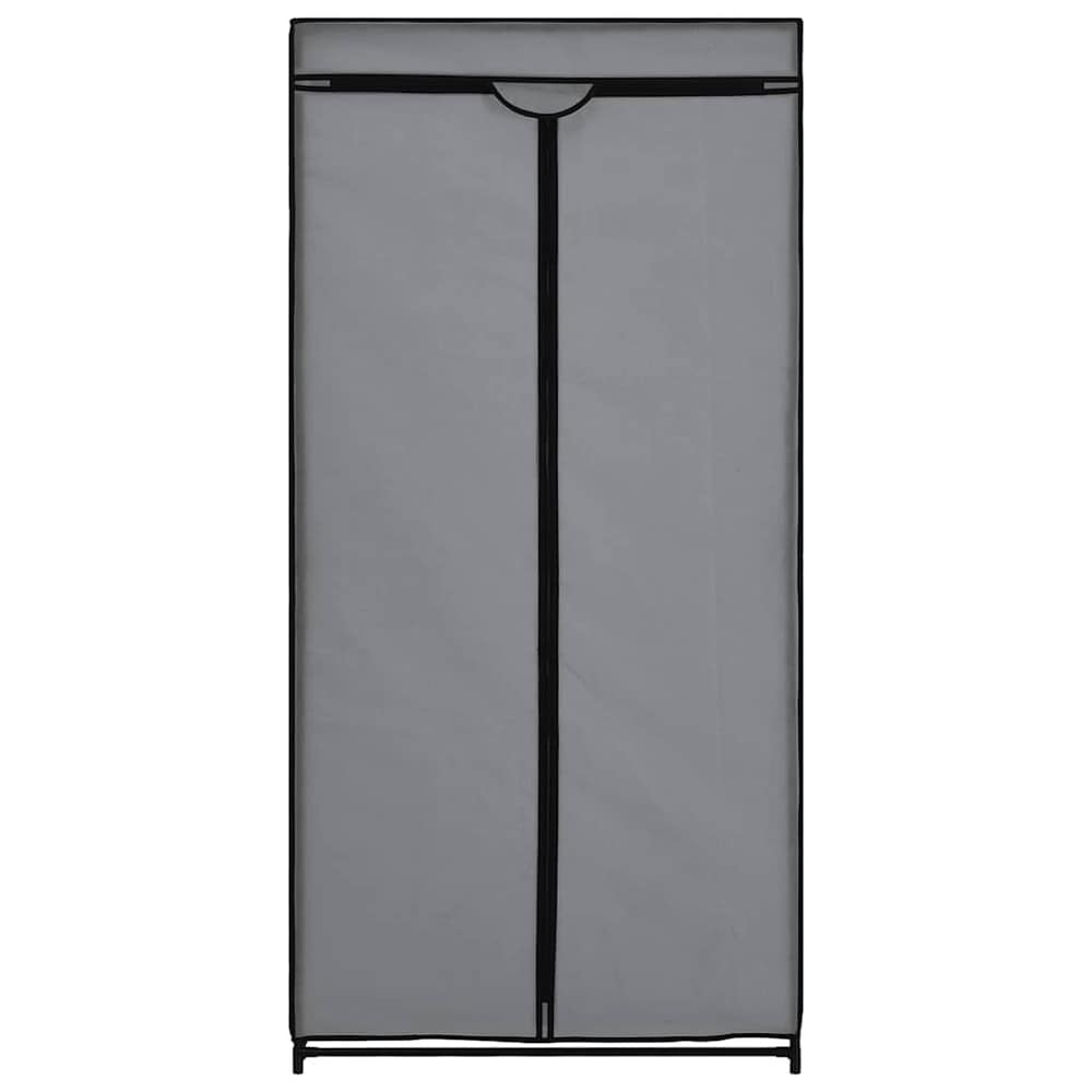 Garderob i tyg 75×50×160 cm / klädgarderob med klädstång / tyggarderob med dragkedja – Grå
