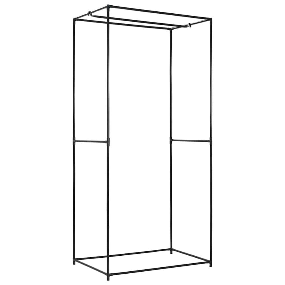 Garderob i tyg 75×50×160 cm / klädgarderob med klädstång / tyggarderob med dragkedja – Grå