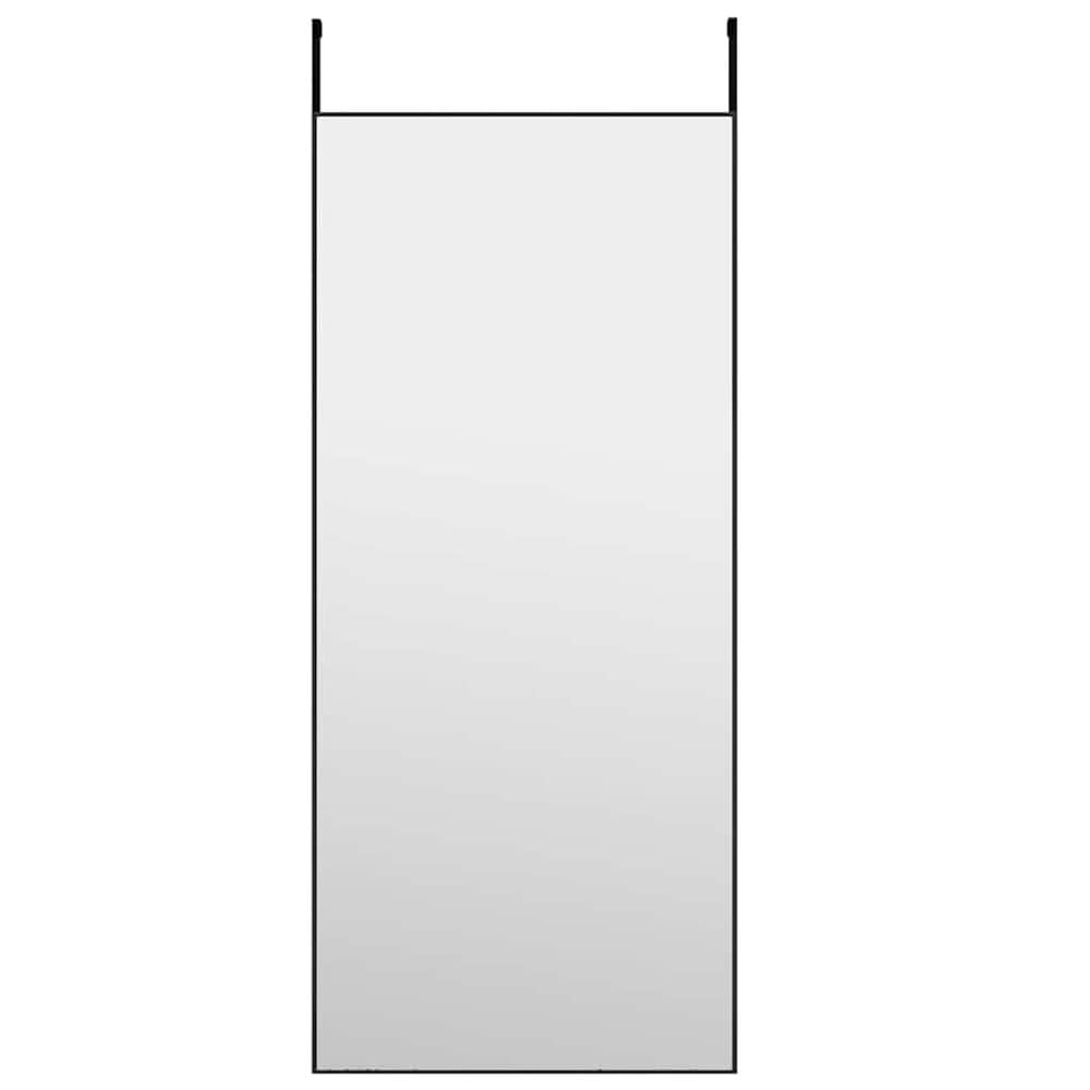 Dörrspegel 40×100 cm / helkroppsspegel med justerbara dörrkrokar / spegel – Svart