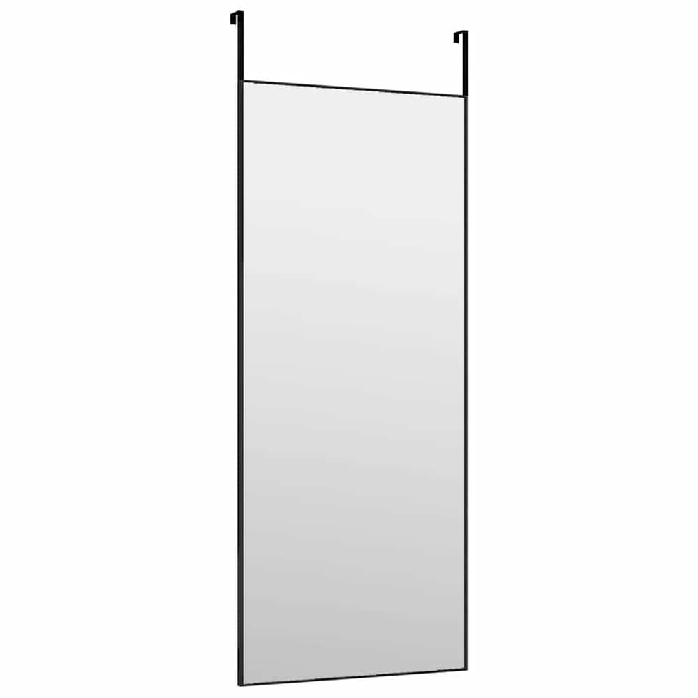 Dörrspegel 40×100 cm / helkroppsspegel med justerbara dörrkrokar / spegel – Svart