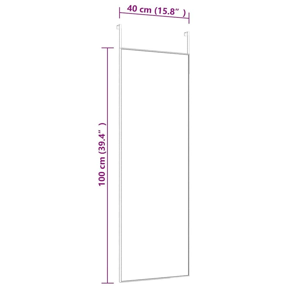 Dörrspegel 40×100 cm / helkroppsspegel med justerbara dörrkrokar / spegel – Svart