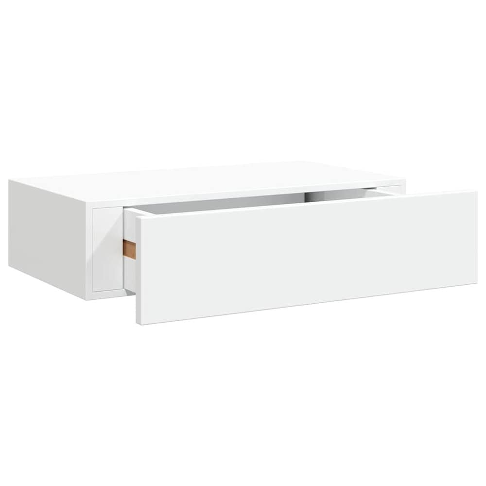 Vägghylla med låda 40×23,5×10 cm / väggmonterad låda / lådhylla – Vit