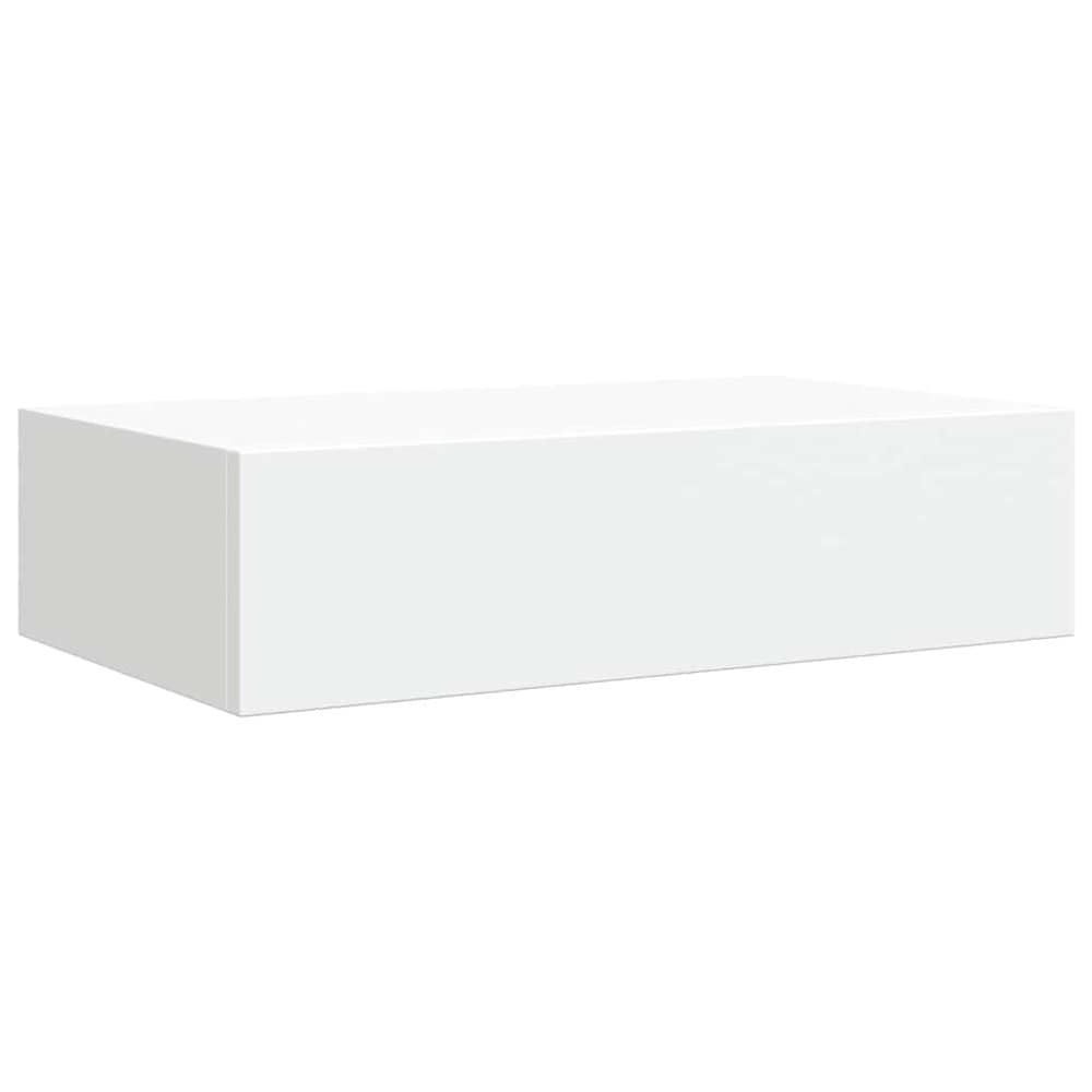 Vägghylla med låda 40×23,5×10 cm / väggmonterad låda / lådhylla – Vit